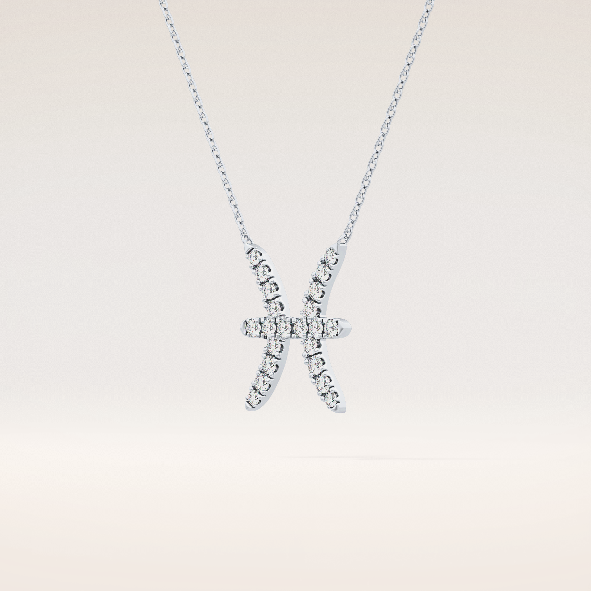 0.273 TCW Round Cut Moissanite Pisces Zodiac Sign Necklace