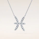 0.273 TCW Round Cut Moissanite Pisces Zodiac Sign Necklace