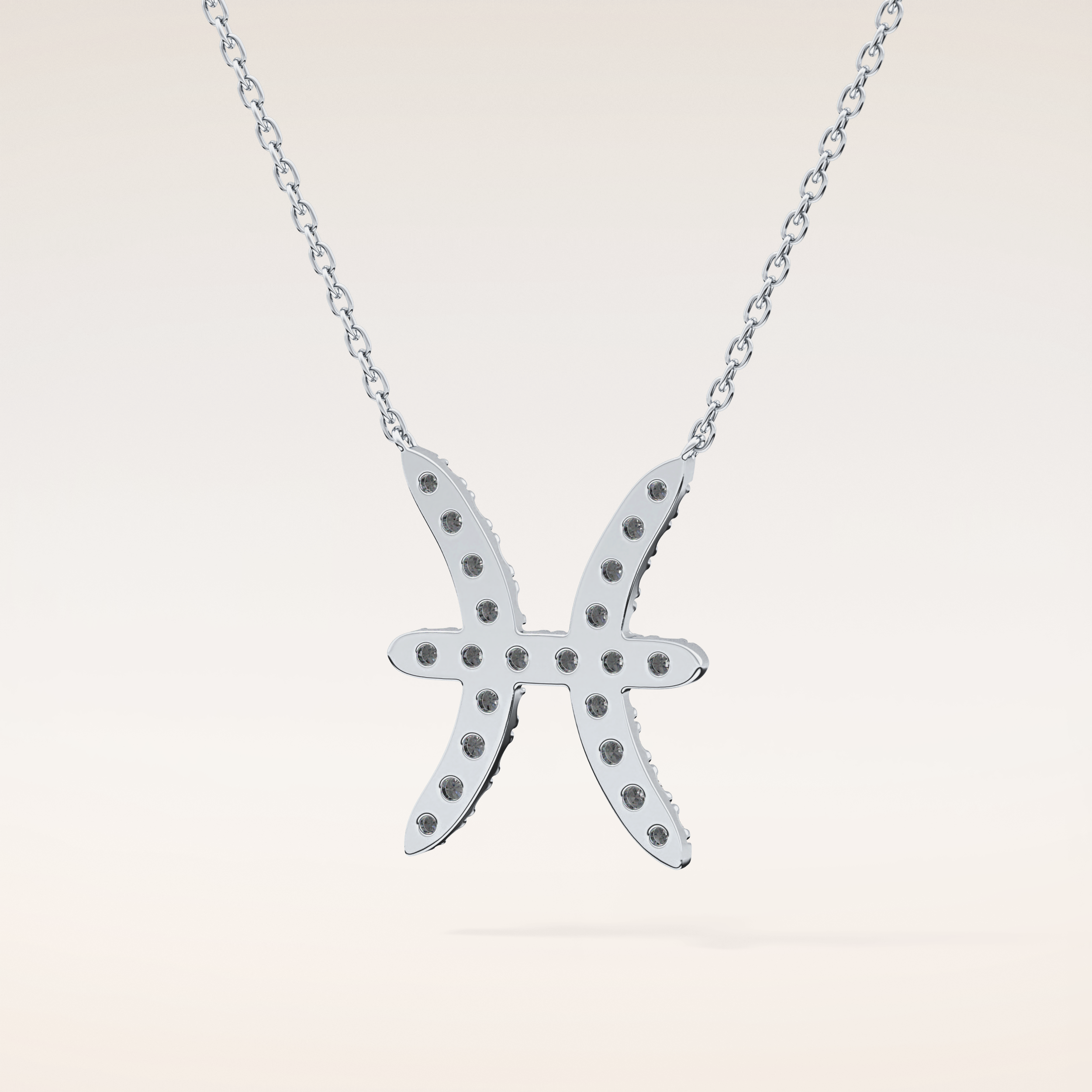 0.273 TCW Round Cut Moissanite Pisces Zodiac Sign Necklace