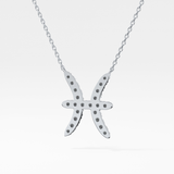 0.273 TCW Round Lab Grown Diamond Pisces Zodiac Sign Necklace