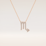 0.093 TCW Round Cut Moissanite Scorpio Zodiac Sign Necklace