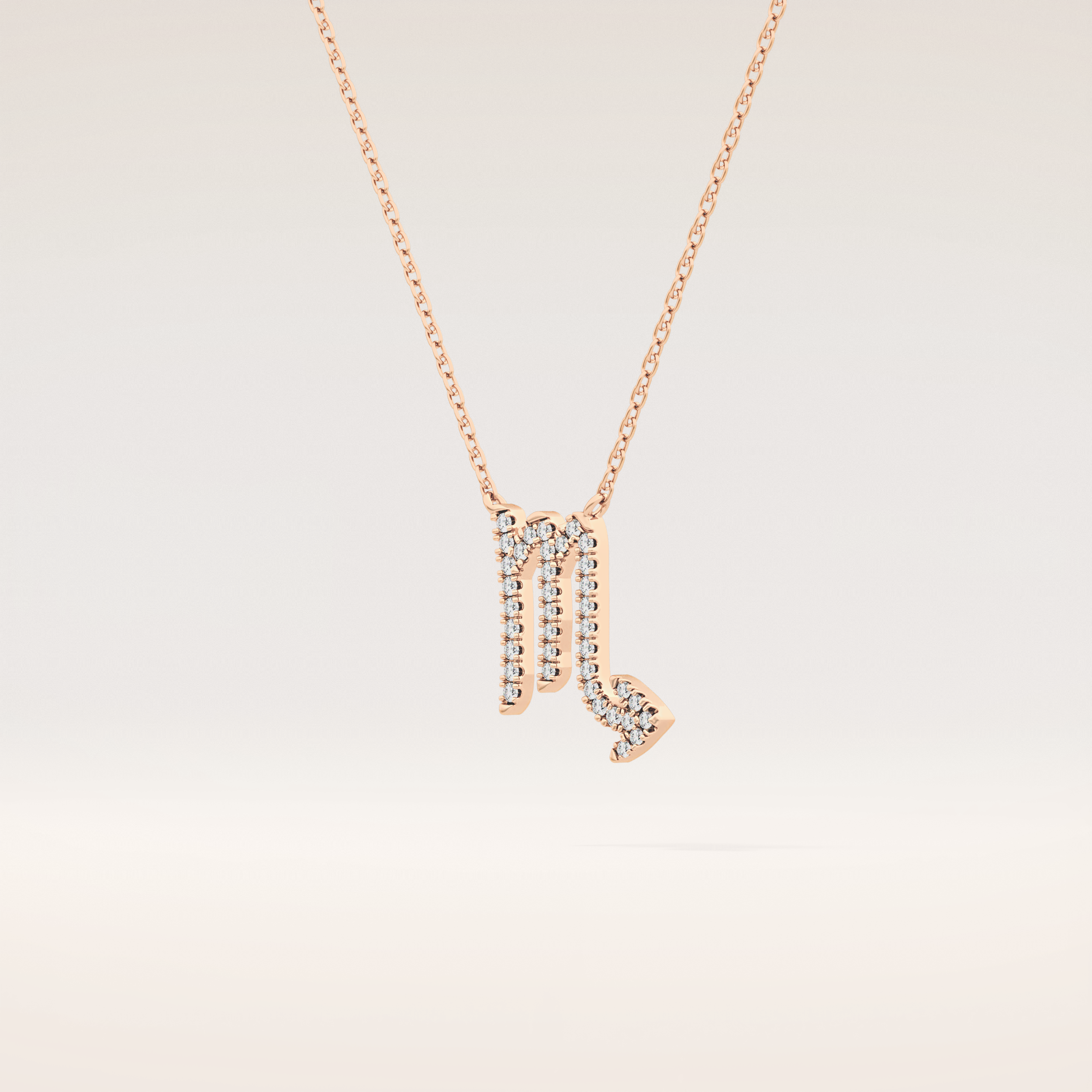 0.093 TCW Round Cut Moissanite Scorpio Zodiac Sign Necklace