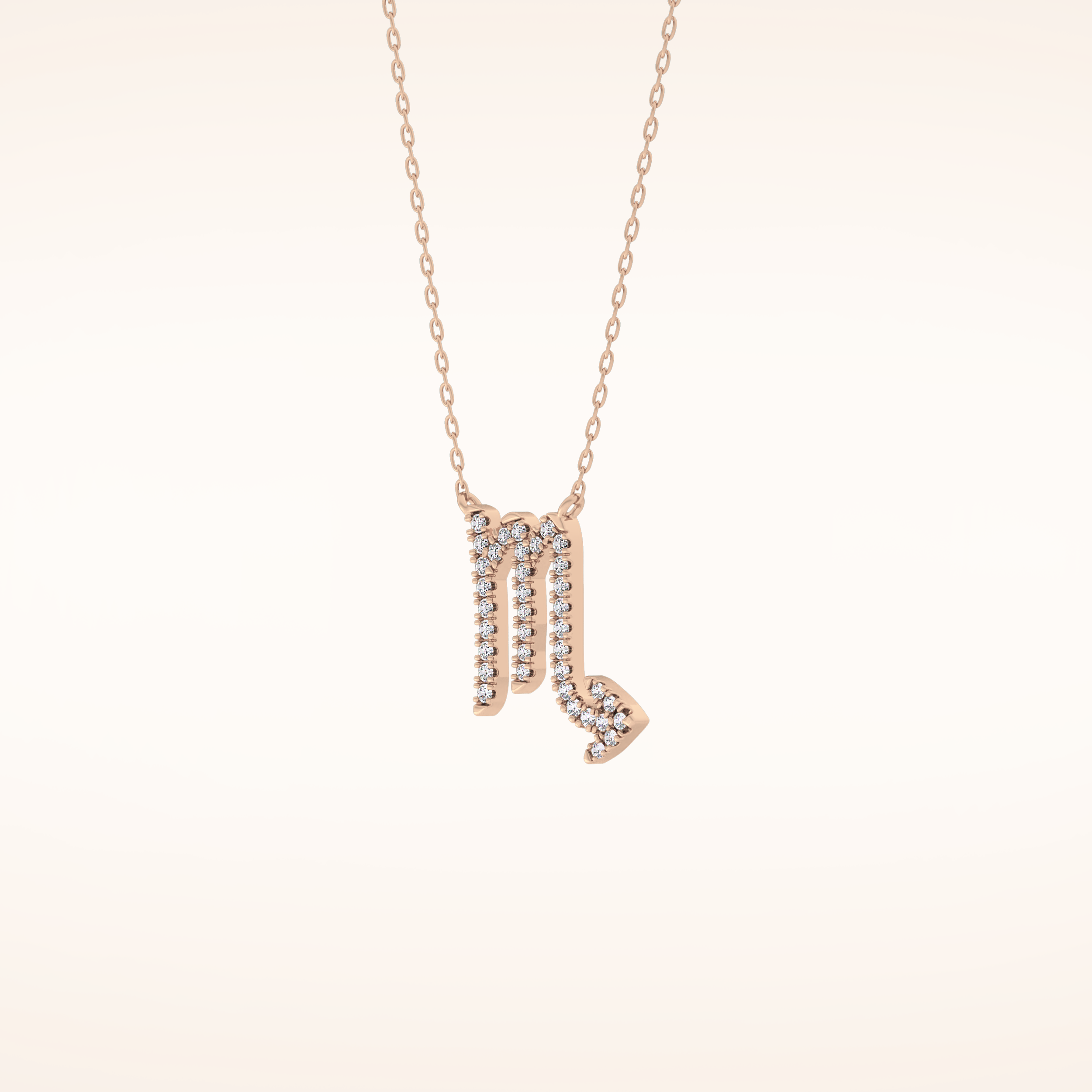 0.093 TCW Round Cut Moissanite Scorpio Zodiac Sign Necklace