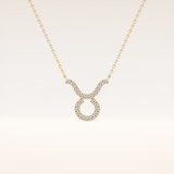 0.12 TCW Round Cut Moissanite Taurus Zodiac Sign Necklace