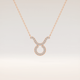 0.12 TCW Round Cut Moissanite Taurus Zodiac Sign Necklace