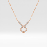 0.12 TCW Round Lab Grown Diamond Taurus Zodiac Sign Necklace