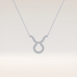 0.12 TCW Round Cut Moissanite Taurus Zodiac Sign Necklace