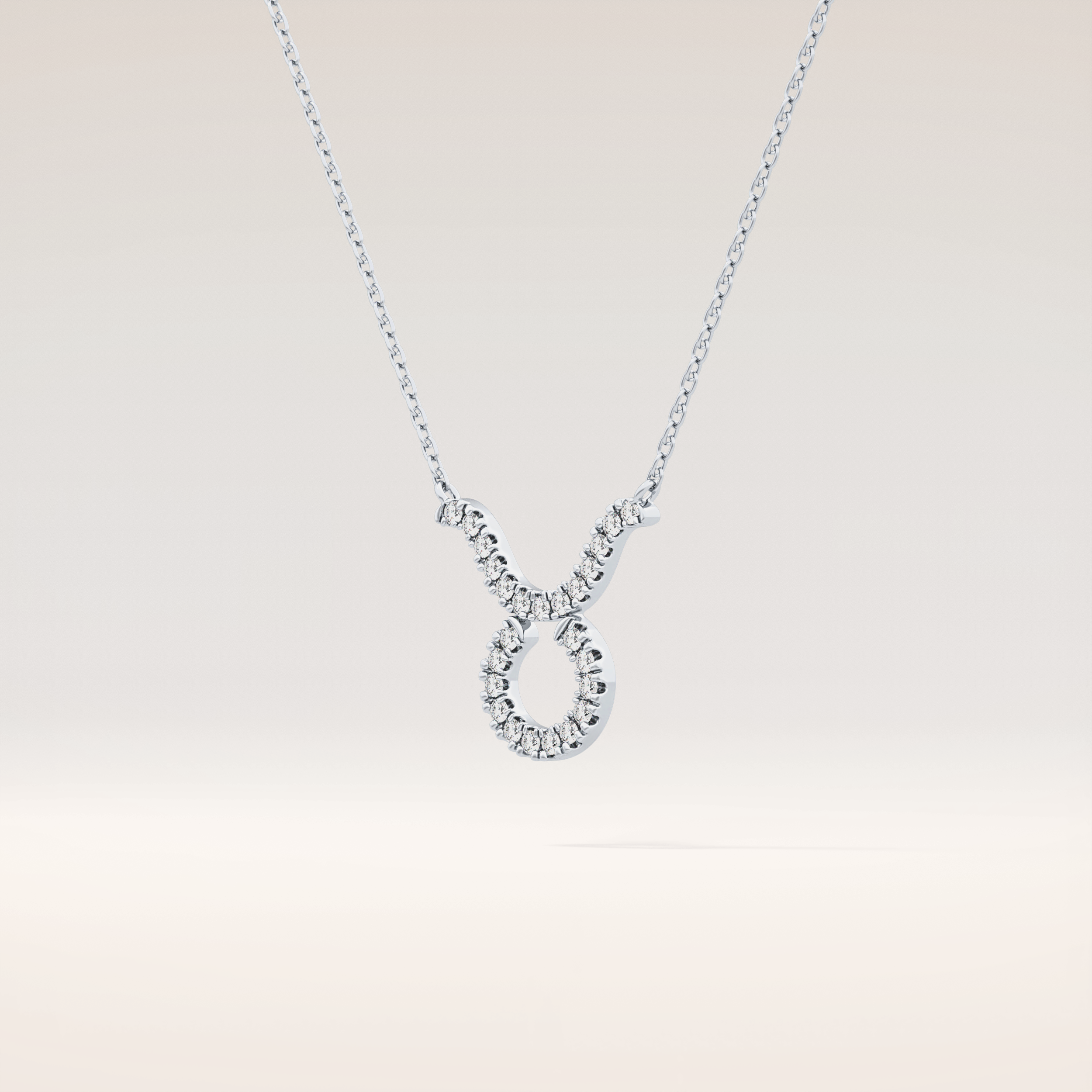 0.12 TCW Round Cut Moissanite Taurus Zodiac Sign Necklace