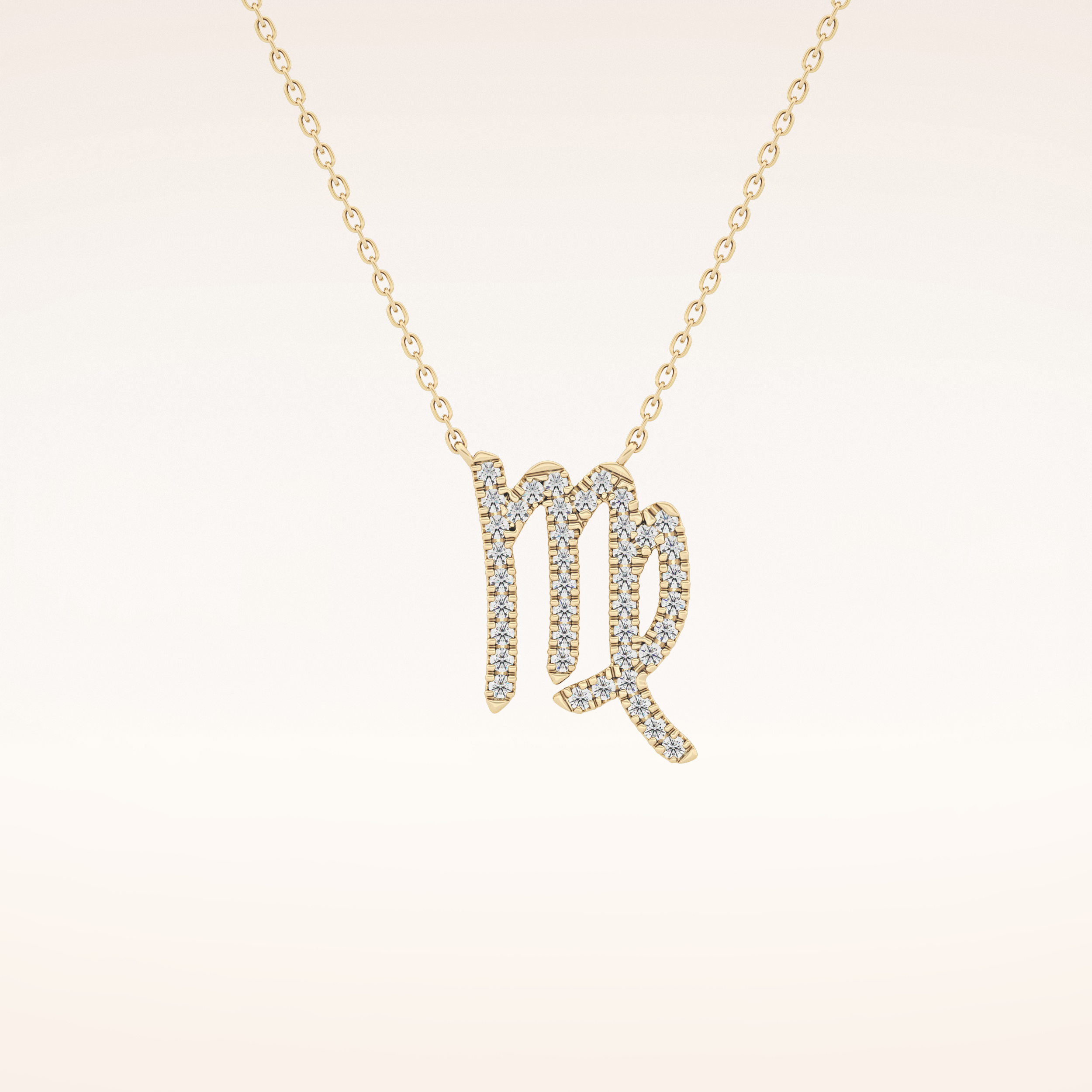 0.204 TCW Round Cut Moissanite Virgo Zodiac Sign Necklace