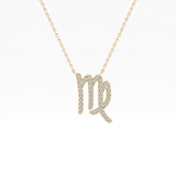 0.204 TCW Round Lab Grown Diamond Virgo Zodiac Sign Necklace