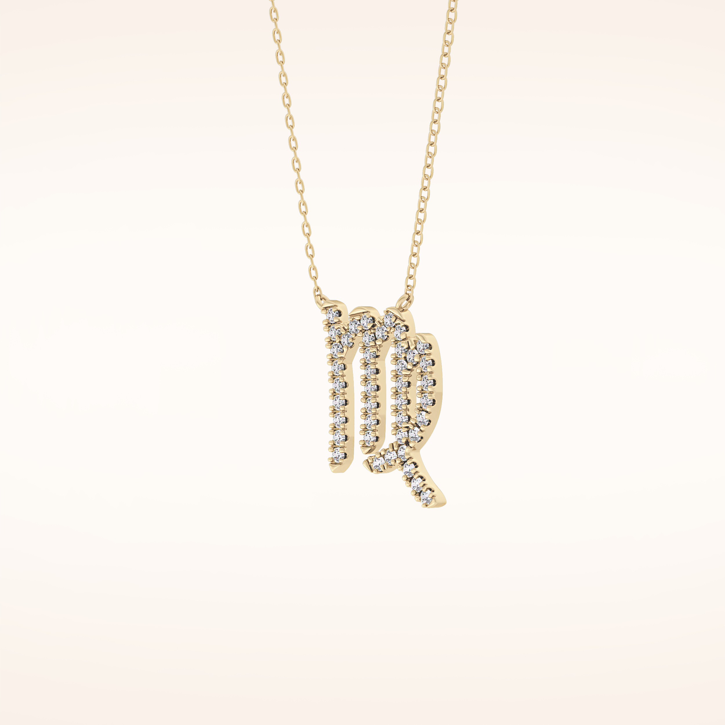 0.204 TCW Round Cut Moissanite Virgo Zodiac Sign Necklace