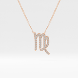 0.204 TCW Round Lab Grown Diamond Virgo Zodiac Sign Necklace