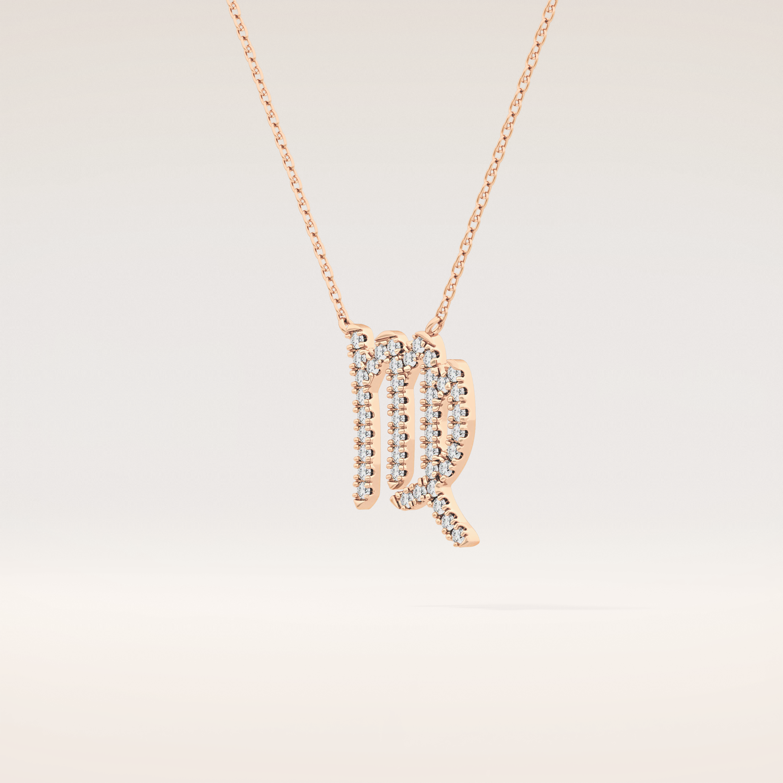 0.204 TCW Round Cut Moissanite Virgo Zodiac Sign Necklace