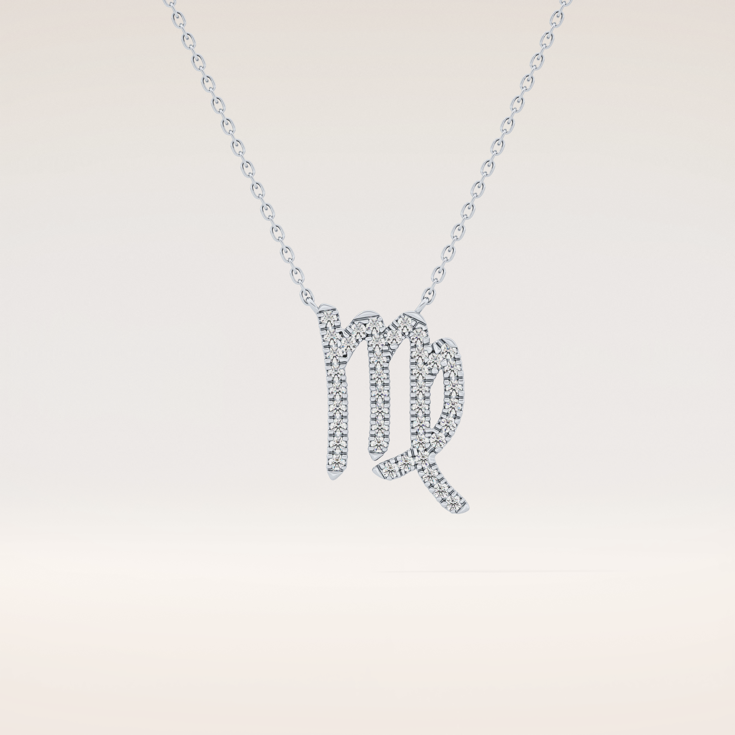 0.204 TCW Round Cut Moissanite Virgo Zodiac Sign Necklace