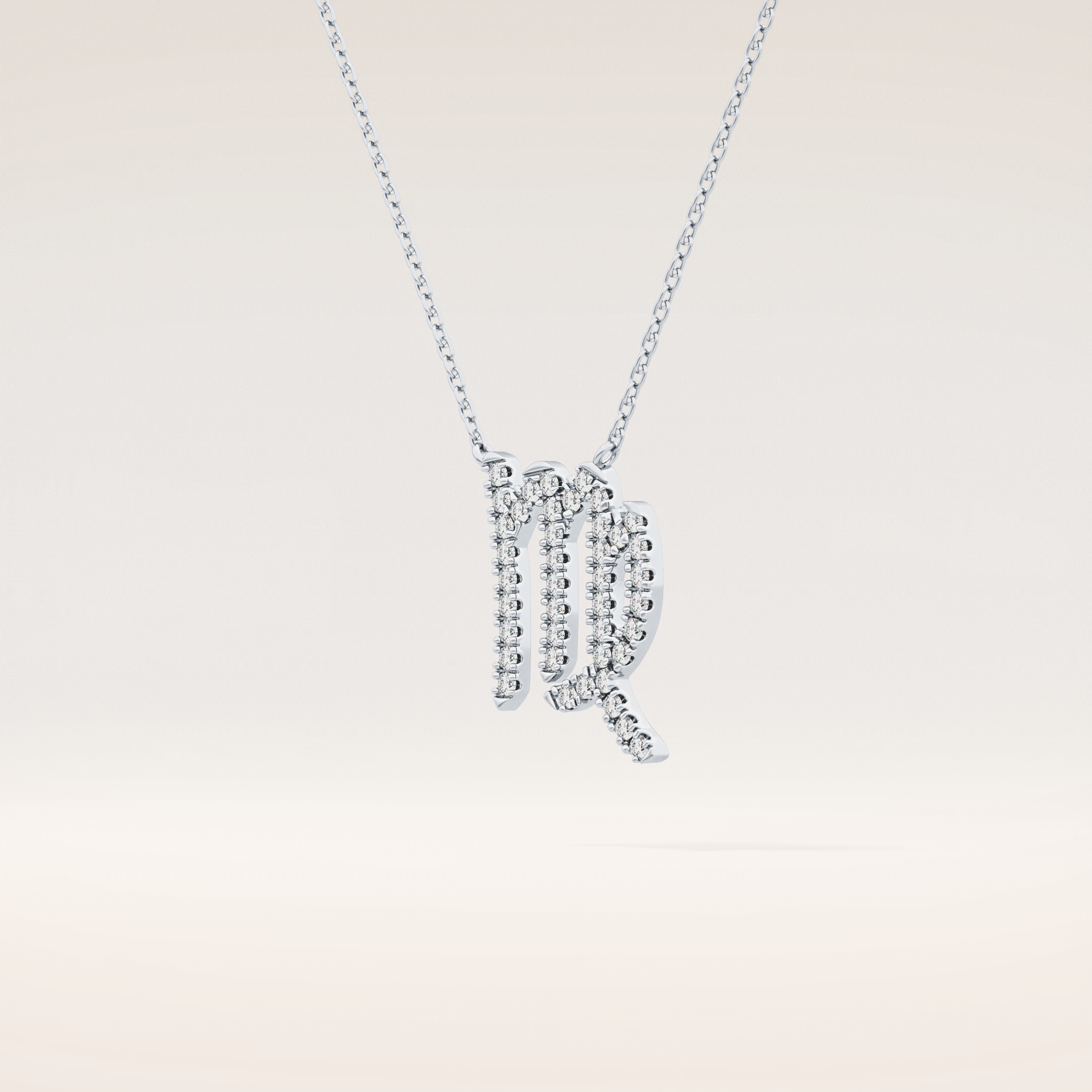 0.204 TCW Round Cut Moissanite Virgo Zodiac Sign Necklace