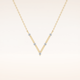 0.08 TCW Round Cut Moissanite V Shaped Five Stone Necklace