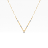 0.08 TCW Round Lab Grown Diamond V Shaped Five Stone Necklace