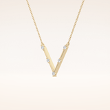 0.08 TCW Round Cut Moissanite V Shaped Five Stone Necklace