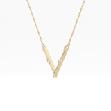0.08 TCW Round Lab Grown Diamond V Shaped Five Stone Necklace