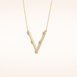 0.08 TCW Round Cut Moissanite V Shaped Five Stone Necklace