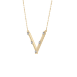 0.08 TCW Round Lab Grown Diamond V Shaped Five Stone Necklace