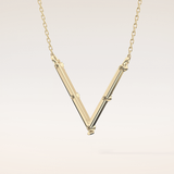 0.08 TCW Round Cut Moissanite V Shaped Five Stone Necklace