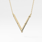 0.08 TCW Round Lab Grown Diamond V Shaped Five Stone Necklace