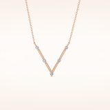0.08 TCW Round Cut Moissanite V Shaped Five Stone Necklace