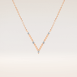 0.08 TCW Round Cut Moissanite V Shaped Five Stone Necklace