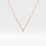0.08 TCW Round Lab Grown Diamond V Shaped Five Stone Necklace