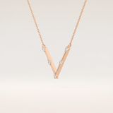 0.08 TCW Round Cut Moissanite V Shaped Five Stone Necklace