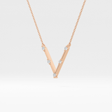 0.08 TCW Round Lab Grown Diamond V Shaped Five Stone Necklace