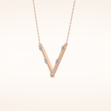 0.08 TCW Round Cut Moissanite V Shaped Five Stone Necklace