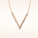 0.08 TCW Round Cut Moissanite V Shaped Five Stone Necklace