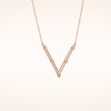 0.08 TCW Round Cut Moissanite V Shaped Five Stone Necklace