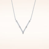 0.08 TCW Round Cut Moissanite V Shaped Five Stone Necklace