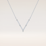 0.08 TCW Round Cut Moissanite V Shaped Five Stone Necklace
