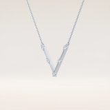 0.08 TCW Round Cut Moissanite V Shaped Five Stone Necklace