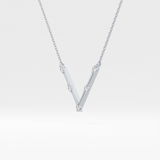0.08 TCW Round Lab Grown Diamond V Shaped Five Stone Necklace