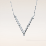 0.08 TCW Round Cut Moissanite V Shaped Five Stone Necklace