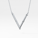 0.08 TCW Round Lab Grown Diamond V Shaped Five Stone Necklace