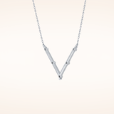 0.08 TCW Round Cut Moissanite V Shaped Five Stone Necklace