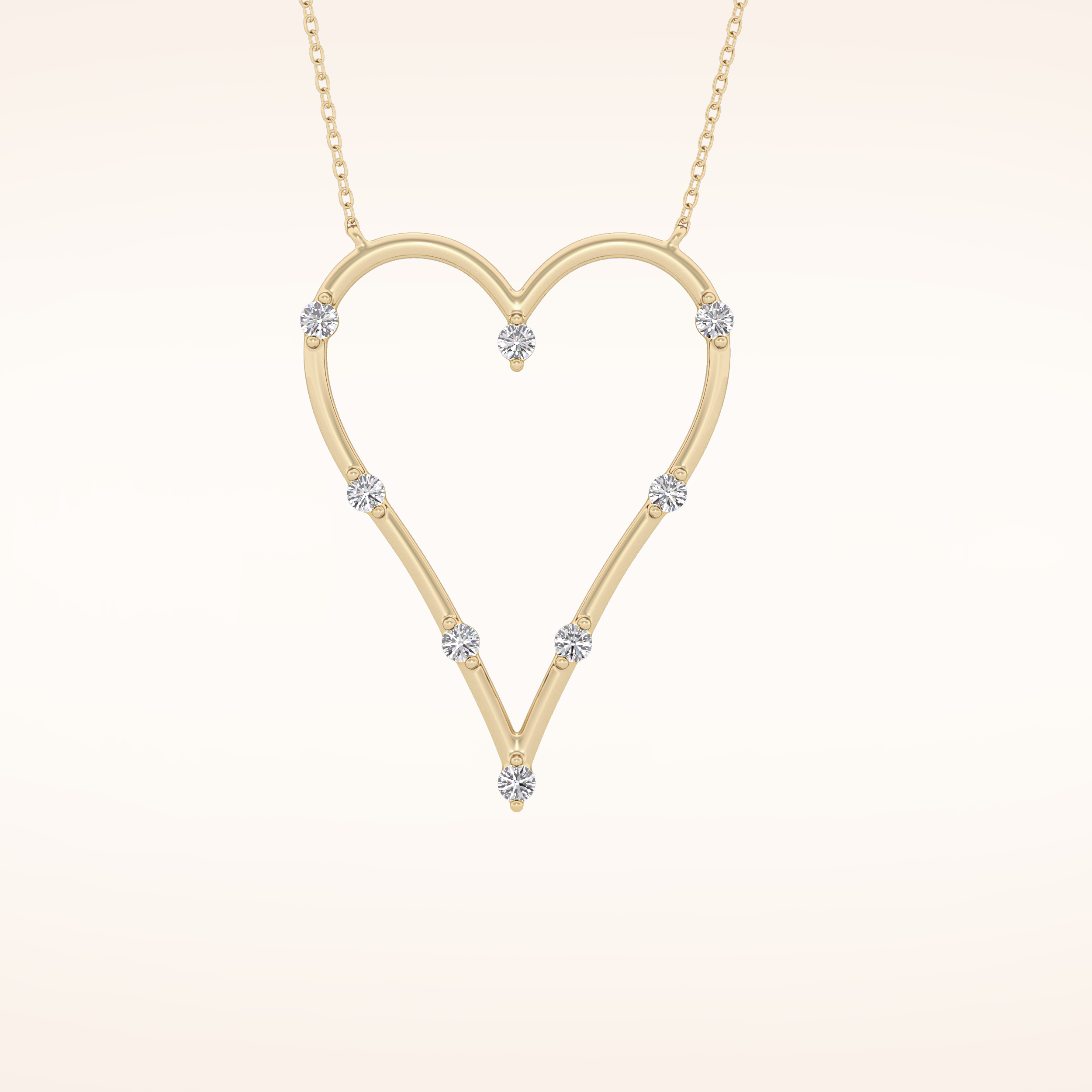 0.24 TCW Round Cut Moissanite Heart Shaped Necklace