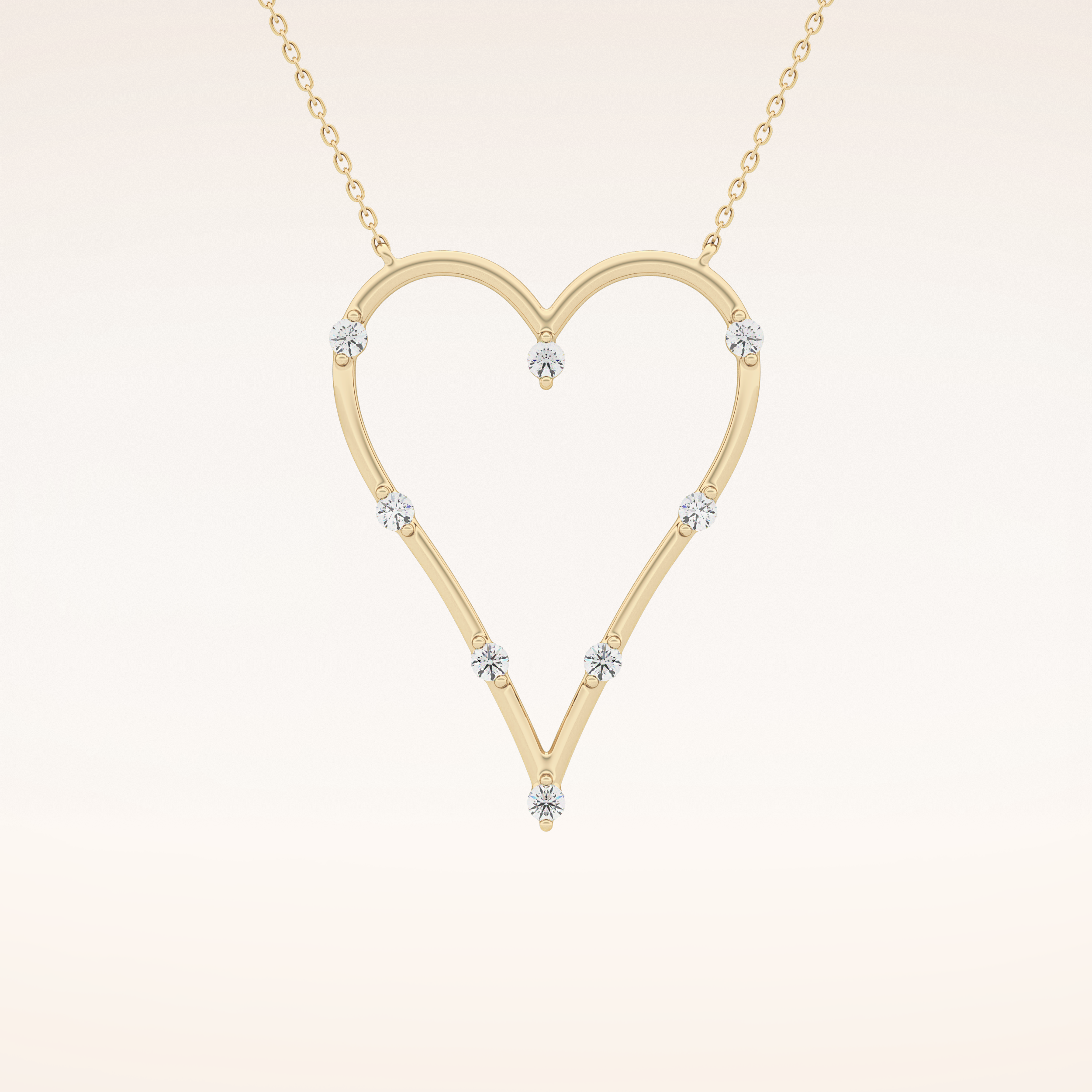 0.24 TCW Round Cut Moissanite Heart Shaped Necklace