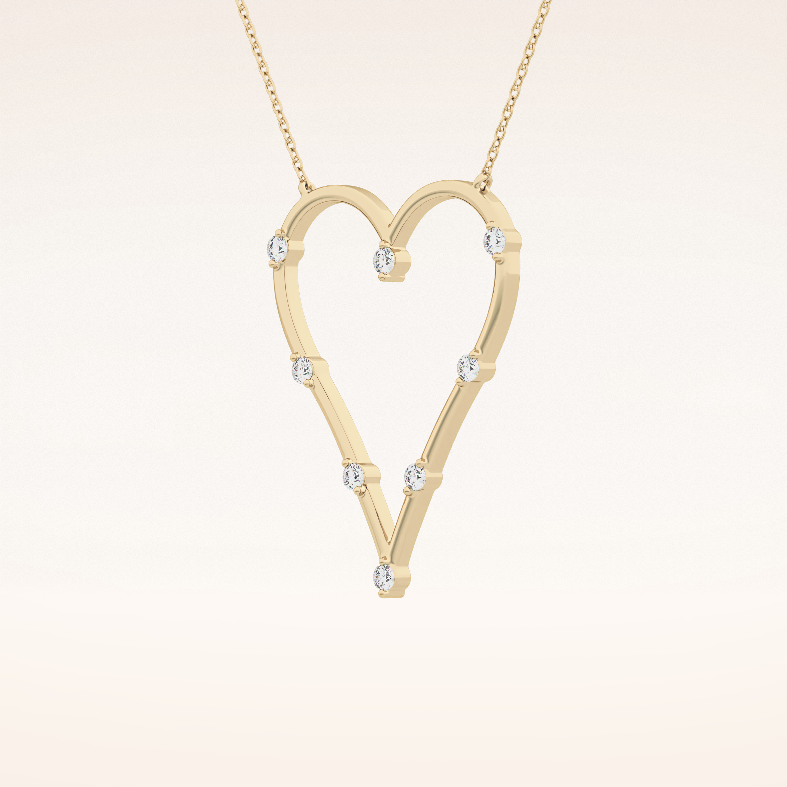 0.24 TCW Round Cut Moissanite Heart Shaped Necklace