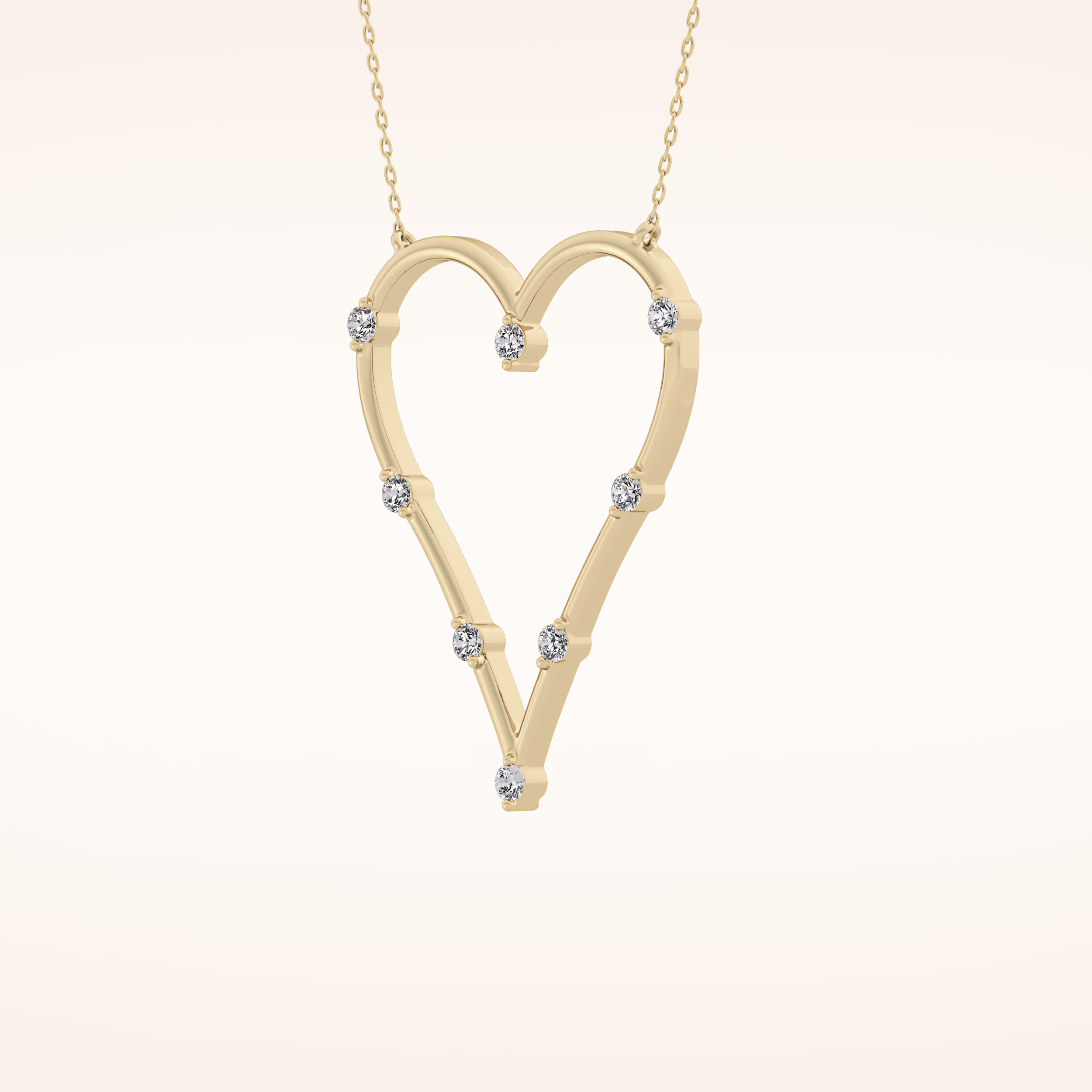0.24 TCW Round Cut Moissanite Heart Shaped Necklace
