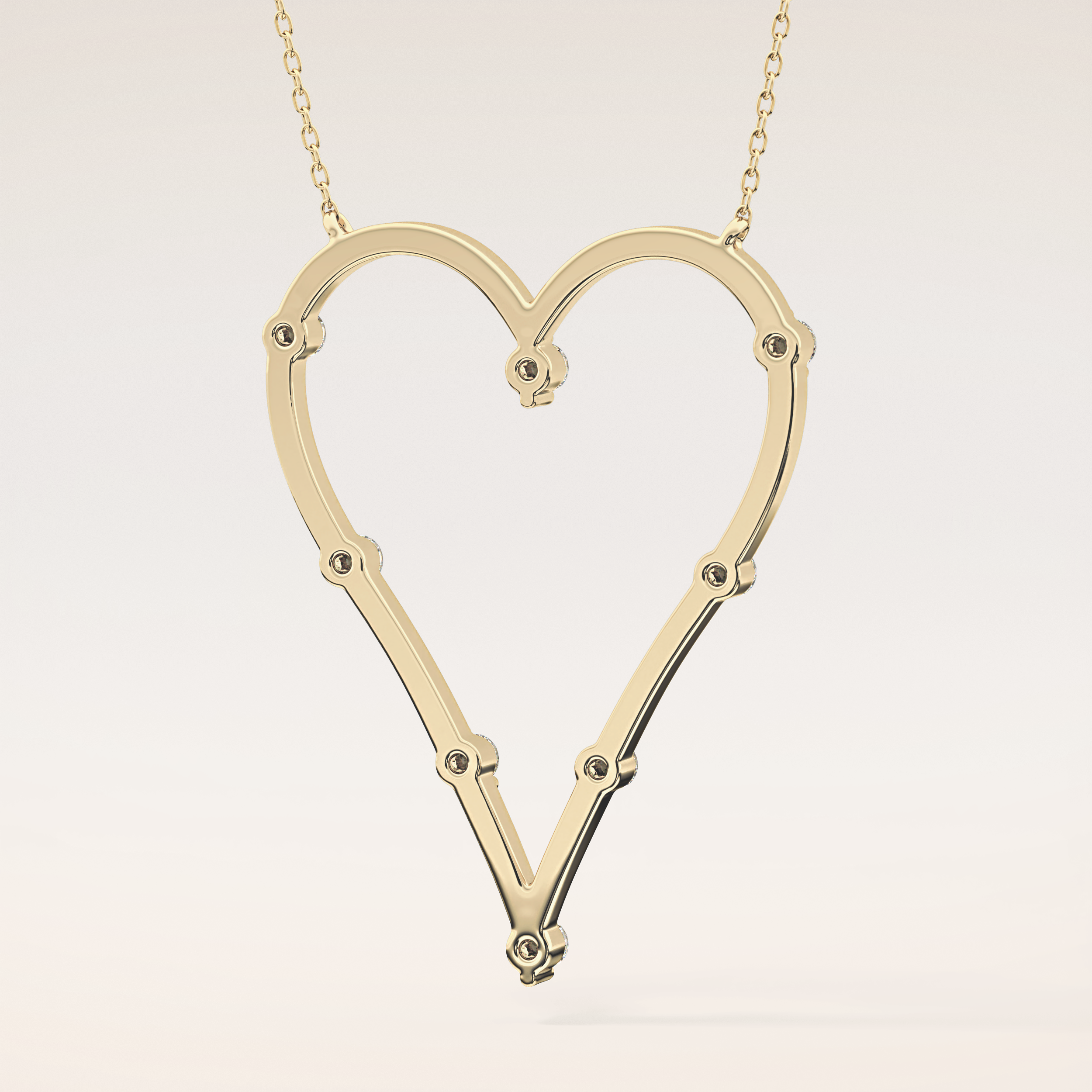 0.24 TCW Round Cut Moissanite Heart Shaped Necklace