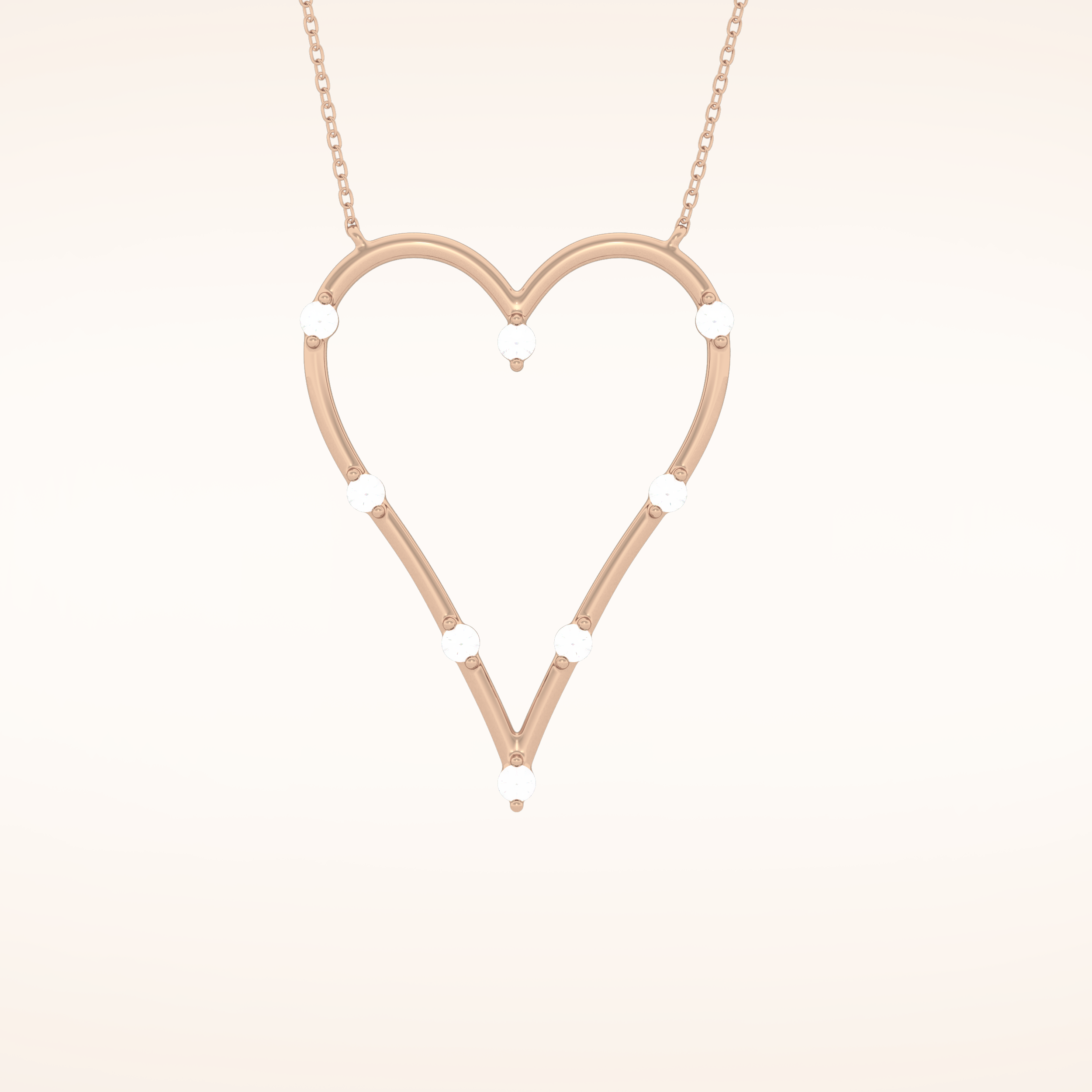 0.24 TCW Round Cut Moissanite Heart Shaped Necklace