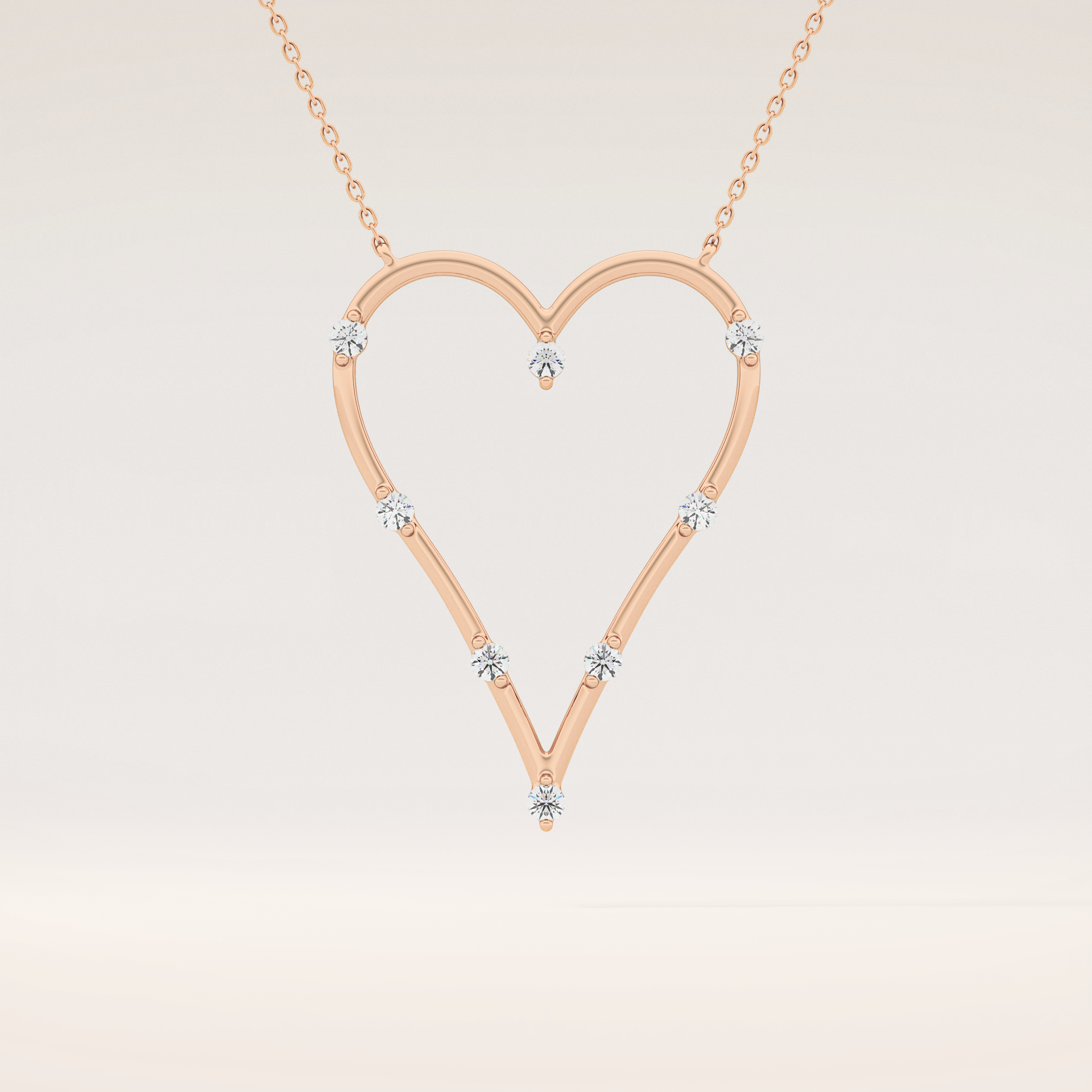 0.24 TCW Round Cut Moissanite Heart Shaped Necklace