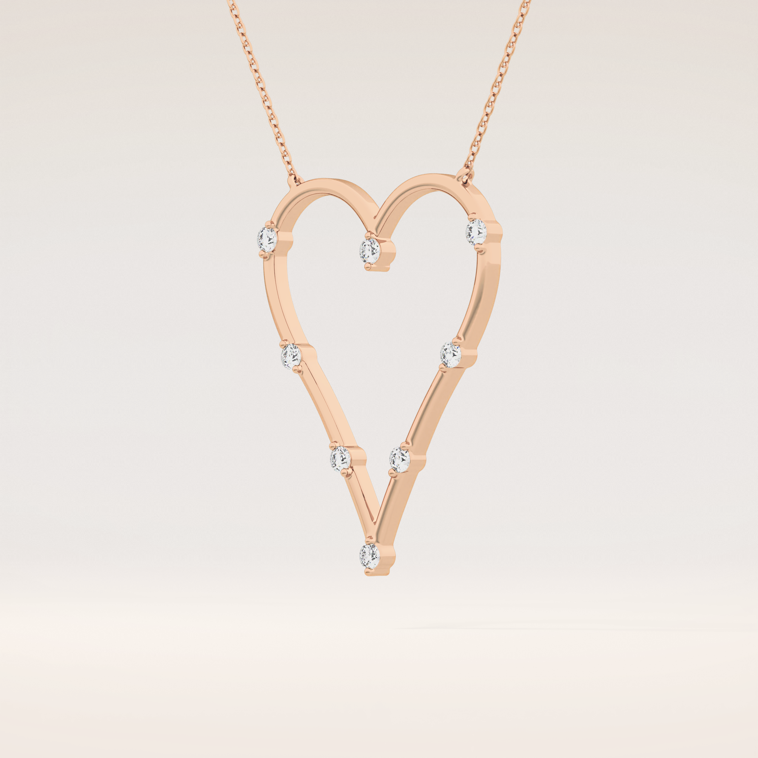 0.24 TCW Round Cut Moissanite Heart Shaped Necklace